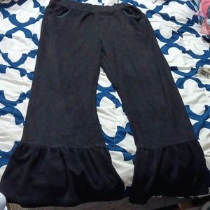 Ruffle trim wide leg pants with pockets